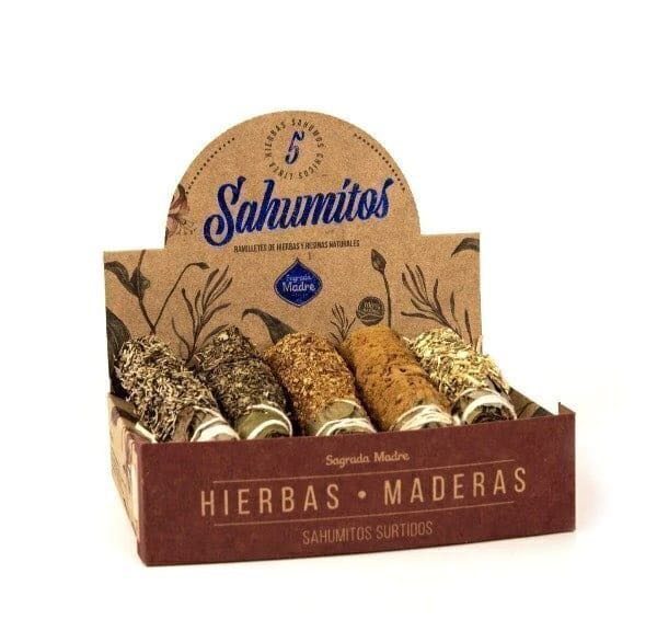 Caja de cinco Sahumitos surtidos de hierbas y maderas de Sagrada Madre