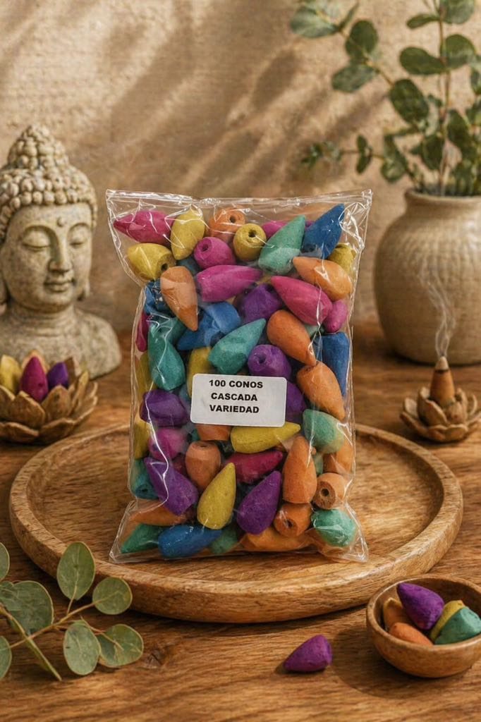Bolsa con 100 conos variados para cascada de humo
